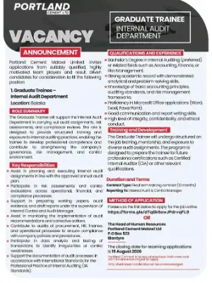 Graduate Trainee – Internal Audit Department