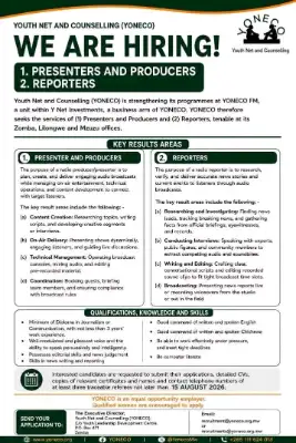 Multiple Positions: Presenters & Producers, Reporters